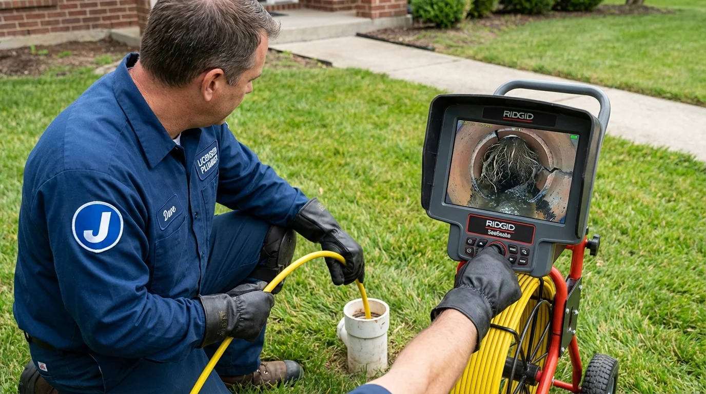 Sewer camera inspection being performed by Johns Plumbing LLC in Wyoming