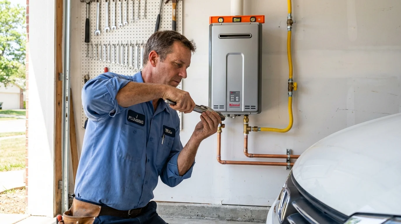 Tankless water heater installation by a Johns Plumbing LLC plumber in Wyoming